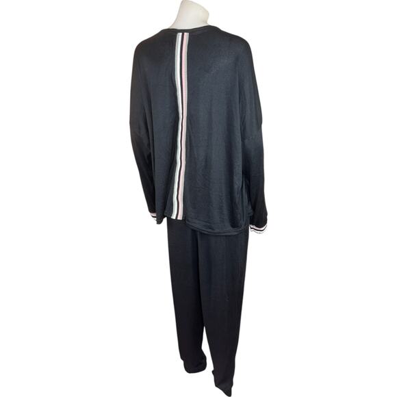 MUK LUKS Butterknit Crew Neck and Jogger Lounge Set Black 1X Comfort Pockets - Picture 14 of 16